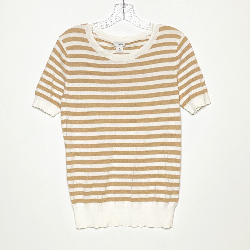 J.CREW Short-Sleeve Striped Textured Sweater S. S